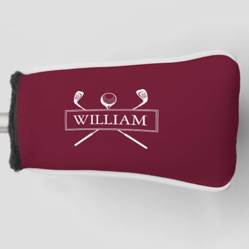 Burgundy Personalized Name Clubs And Ball Golf Head Cover