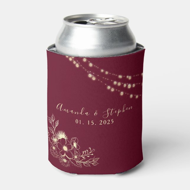 Burgundy Personalized Wedding Can Cooler (Can Front)