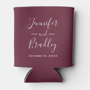 Burgundy Personalized Wedding Can Cooler