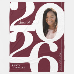 Burgundy Photo 2026 Graduation Fleece Blanket