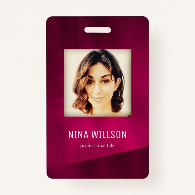 Burgundy Photo Business ID Badge (Front)