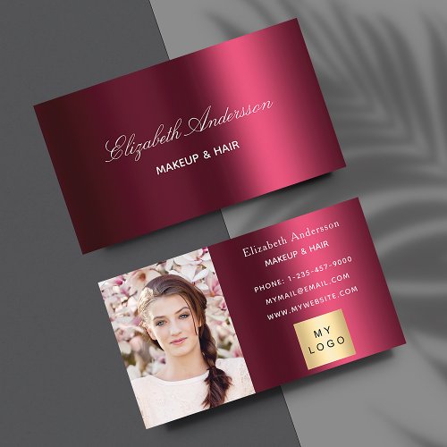 Burgundy photo logo elegant business card