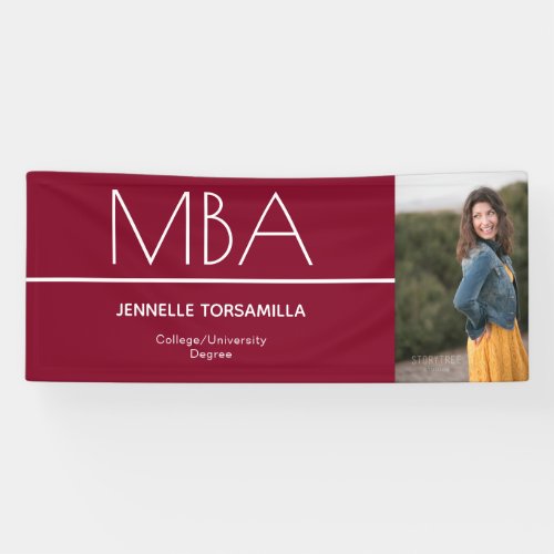 Burgundy Photo MBA Graduation Banner