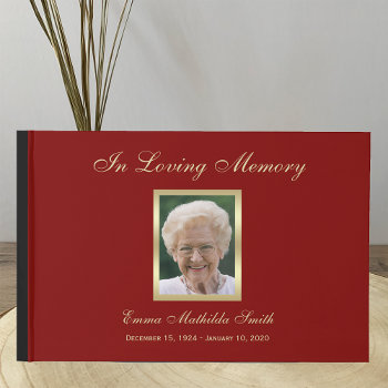 Burgundy Photo Or Memorial Guest Book by sympathythankyou at Zazzle