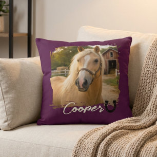 Burgundy Photo Pillow for Horse Lover