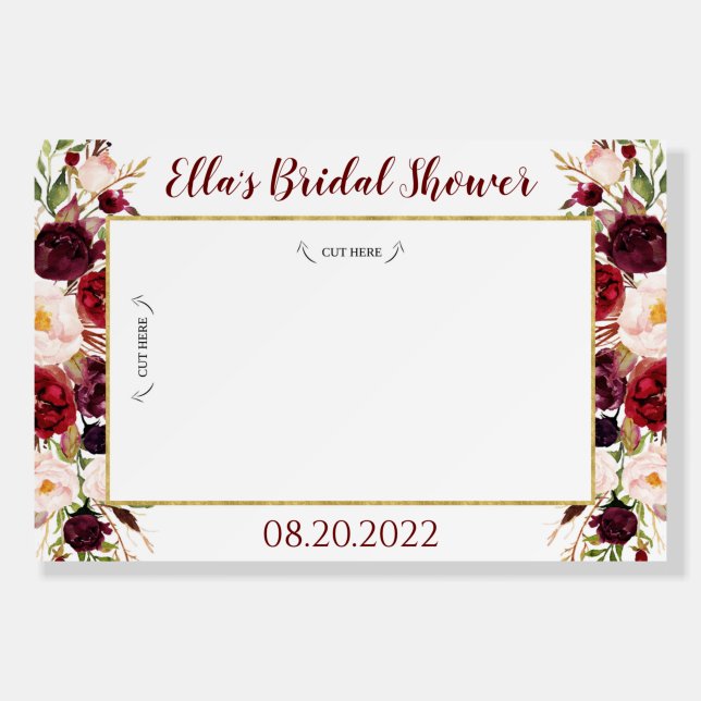 Burgundy Photo Prop Frame, Selfie Frame Board (Front)