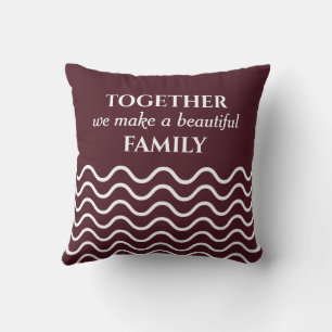 Burgundy Photo Quote Wavy Pattern Double Sided Throw Pillow