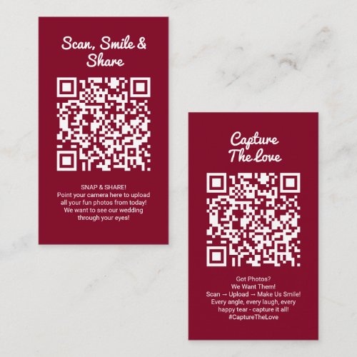 Burgundy Photo Sharing Capture Love QR Code 