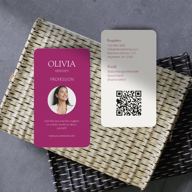 Burgundy Photo Social QR Code  Business Card (Creator Uploaded)