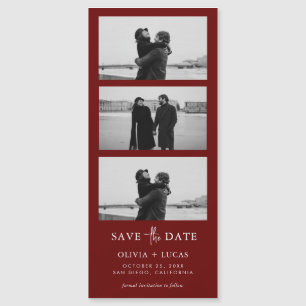 Burgundy Photo Strip Magnetic WeddingSave The Date