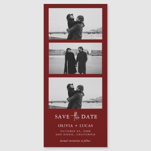 Burgundy Photo Strip Magnetic WeddingSave The Date