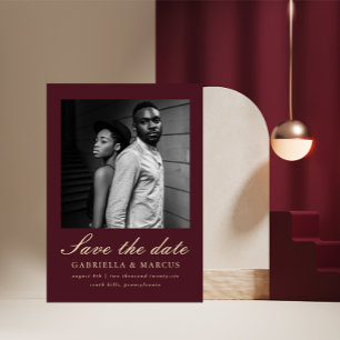 Burgundy Photo Wedding Save The Date