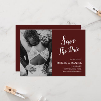 Burgundy Photo | Wedding Save the date Invitation