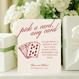 Burgundy Pick A Card Any Card Guestbook Pedestal Sign