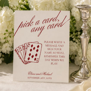 Burgundy Pick A Card Any Card Guestbook Pedestal Sign