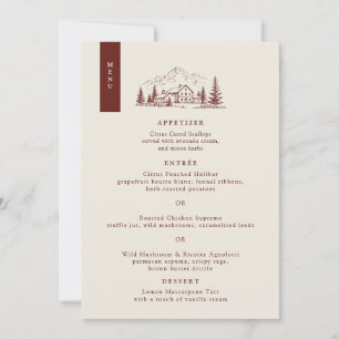 Burgundy Pine Wedding Menu Card