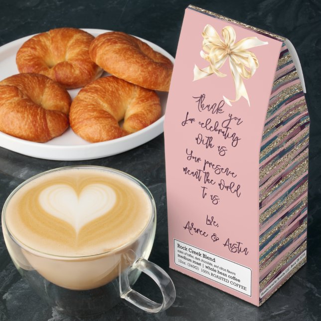  Burgundy, Pink and Gold Stripe Wedding Thank You  Roasted Coffee (Breakfast)