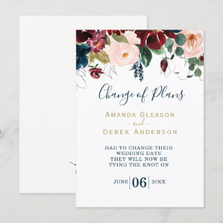 Burgundy, Pink and Midnight Blue Bridal Luncheon I Invitation