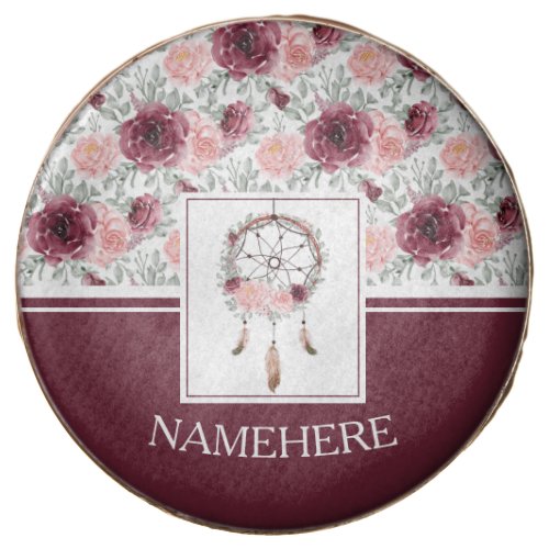 Burgundy Pink Blush Floral Dreamcatcher Pattern Chocolate Covered Oreo