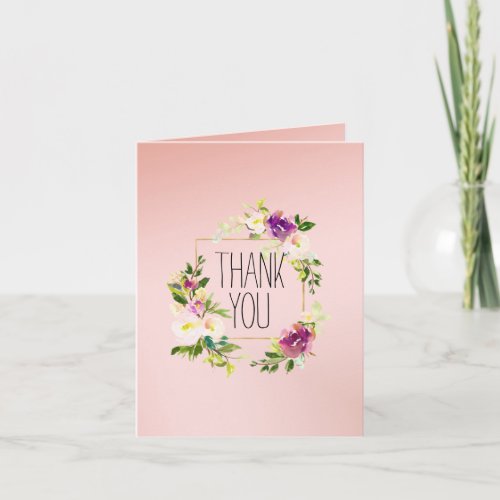 Burgundy Pink Blush Floral Ombre Card