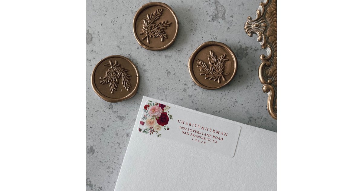 Burgundy Pink Blush Floral Return Address Label | Zazzle