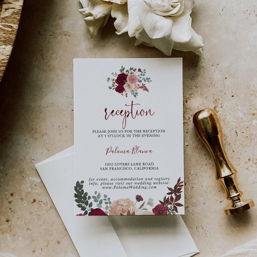 Burgundy Pink Blush Floral Wedding Reception 