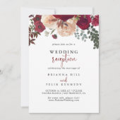 Burgundy Pink Blush Floral Wedding Reception   Invitation (Front)