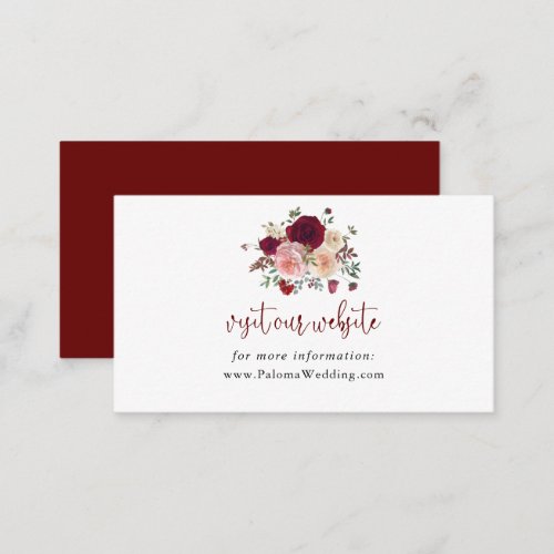 Burgundy Pink Blush Floral Wedding Website  Enclosure Card