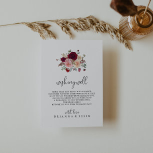 Burgundy Pink Blush Floral Wedding Wishing Well  Enclosure Card