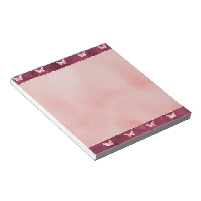 Angled Notepad Burgundy Pink Butterflies Notepad | Zazzle