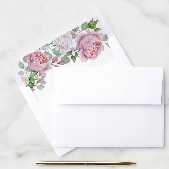 Burgundy Pink Country Rose Envelope Liner (Desk)