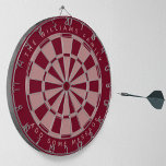 Burgundy Pink Custom Family Name & Message Classic Dart Board<br><div class="desc">A classic dartboard design with alternating burgundy and dusty rose (pink) triangles. 

Above and below there are the name and a message as arched text,  in caps.</div>