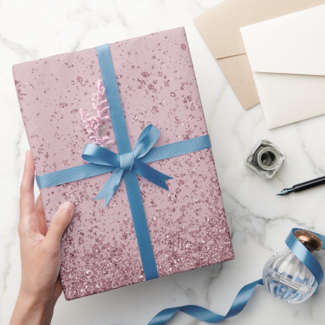 Burgundy Pink Faux Glitter  Wrapping Paper (Gifting)