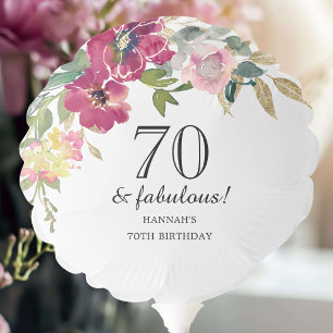 Burgundy Pink Floral 70th Birthday Balloon