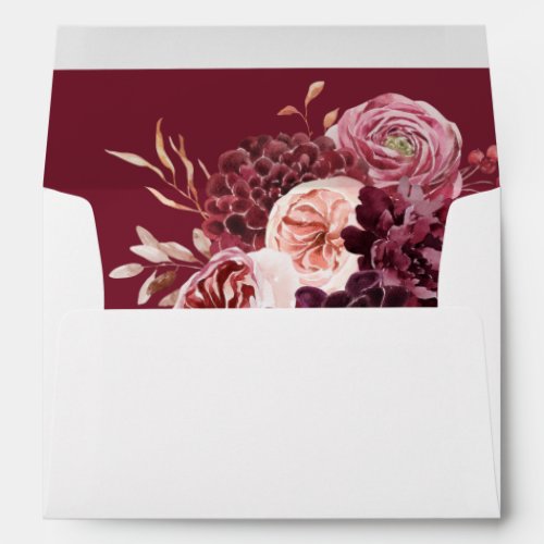  Burgundy  Pink Floral 8B 2 Envelope