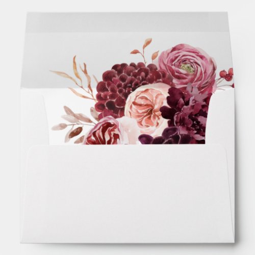  Burgundy  Pink Floral 8B Envelope