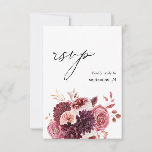 Burgundy & Pink Floral 8B w Meal RSVP