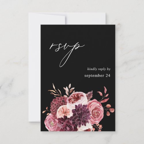 Burgundy  Pink Floral 8B w Meal RSVP _ Black