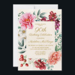 Burgundy Pink Floral 90th Birthday Invitation<br><div class="desc">Pretty pink peonies with burgundy and white floral and greenery botanical 90th birthday party invitation. Contact me for assistance with your customizations or to request additional matching or coordinating Zazzle products for your party.</div>