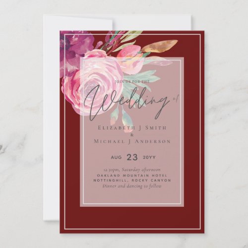 Burgundy Pink Floral Budget Wedding