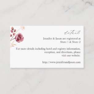 Burgundy & Pink Floral Details Enclosure Card 8A