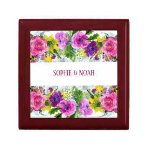 Burgundy Pink Floral Garland Rescheduled Wedding Gift Box