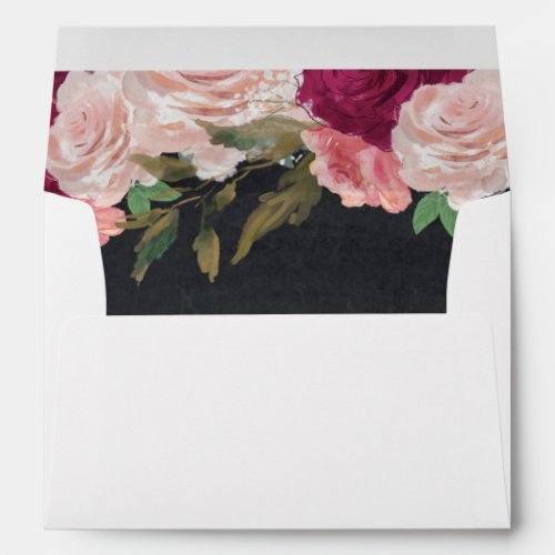 burgundy pink floral lined invitation envelopes