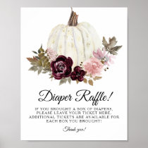 Burgundy Pink Floral Pumpkin Diaper Raffle Sign