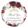 Burgundy Pink Floral Quinceanera Favor Thank You   Classic Round Sticker