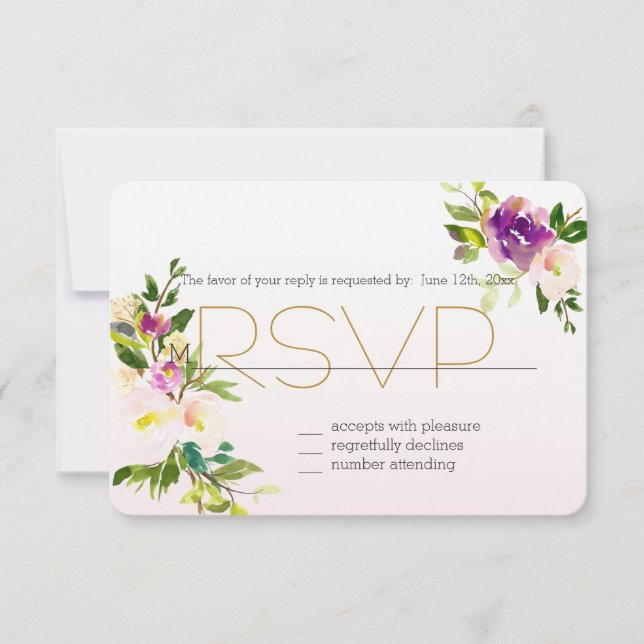 Burgundy Pink Floral RSVP (Front)