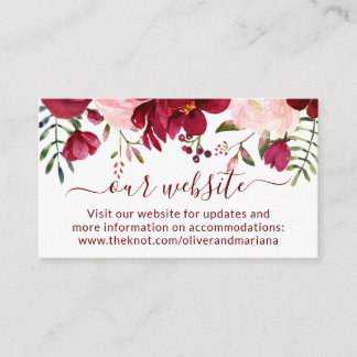 Burgundy Pink Floral Website Enclosure Card
