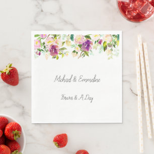 Burgundy Pink Floral Wedding Napkins