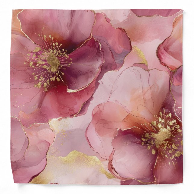 Burgundy Pink Flowers Bandana (Front)