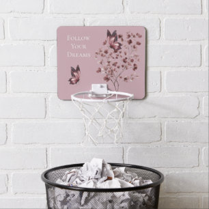 Burgundy Pink Flowers Butterfly Dreams Mini Basketball Hoop